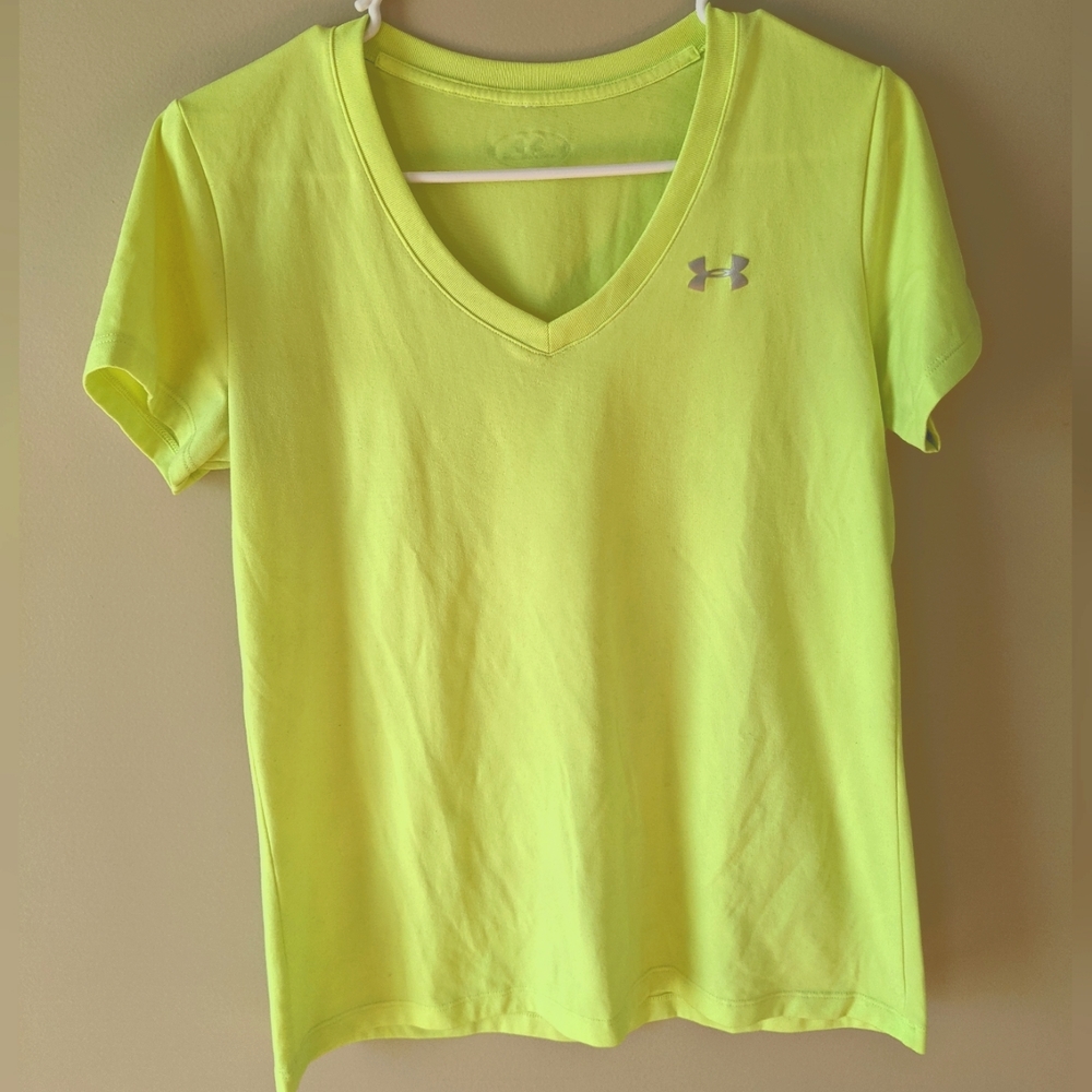 Under Armour soft knit running Tee shirt HiVis yellow green Medium